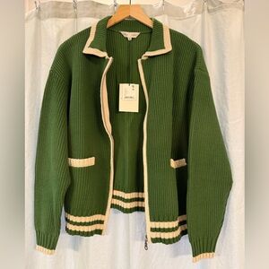NWT Free People Green and Cream Cardigan by Falling Forward